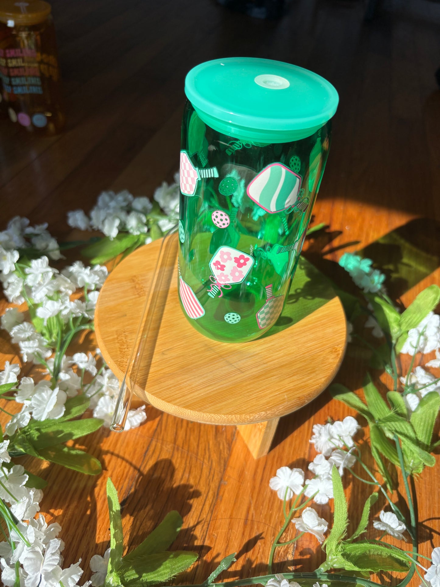 Pickle Ball Glass Tumbler